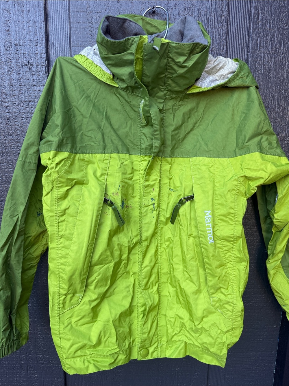 Marmot Two-Tone Green Kids Waterproof Rain Jacket